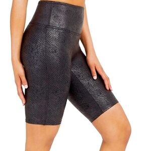 Spanx Faux Leather Metallic Snake Bike Shorts M